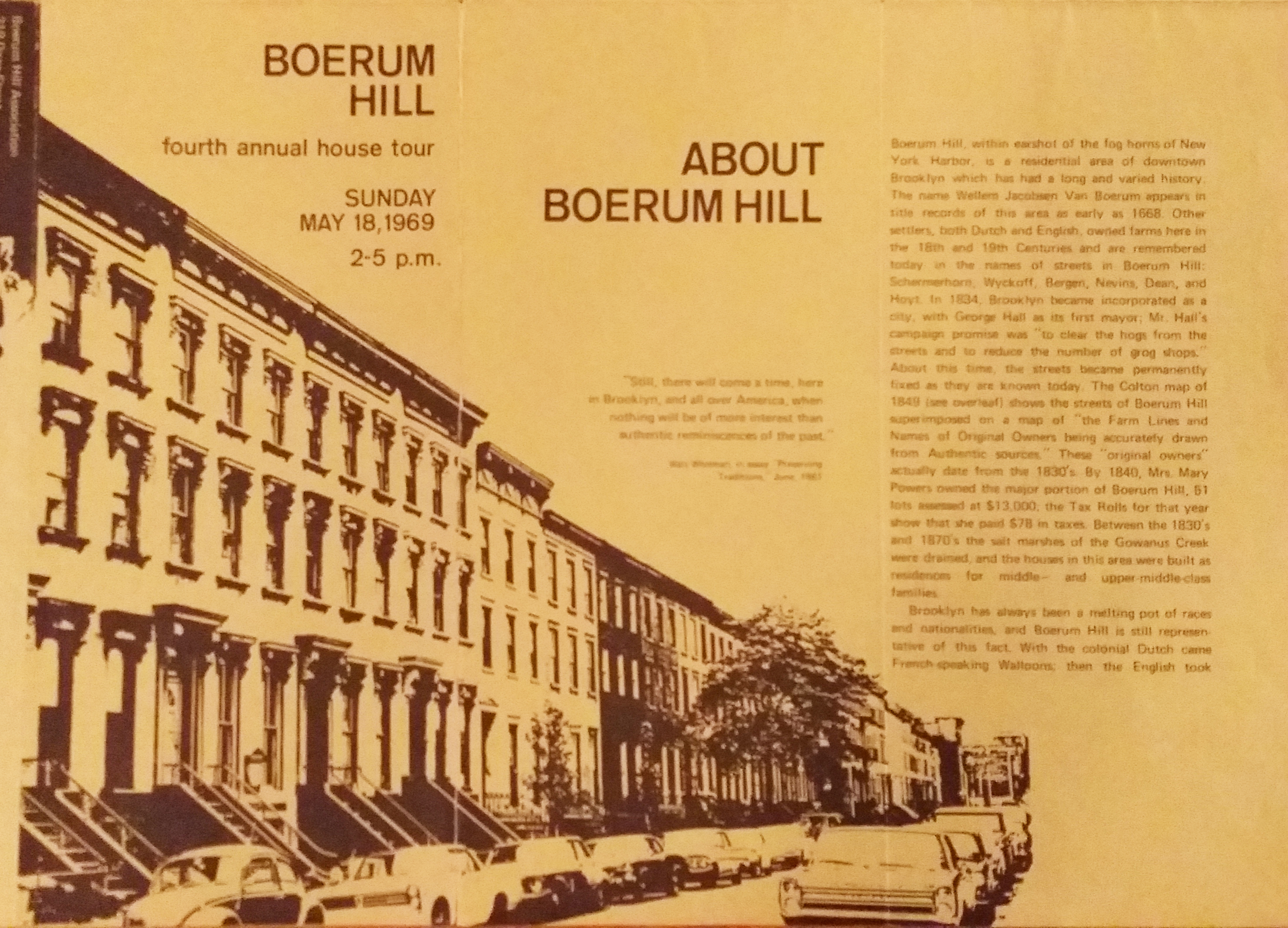 Pamphlet from 1969 Boerum Hill House Tour via Brooklyn Historical Society. Photo by Barbara Eldredge