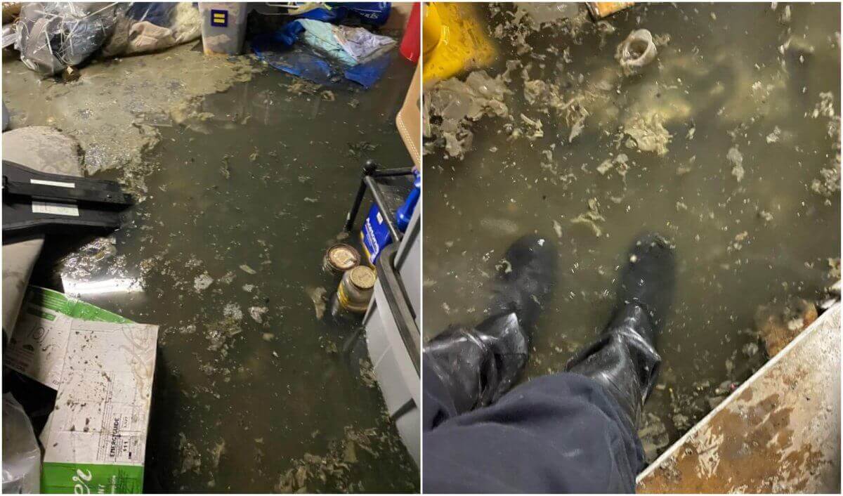 image of sewage in a basement