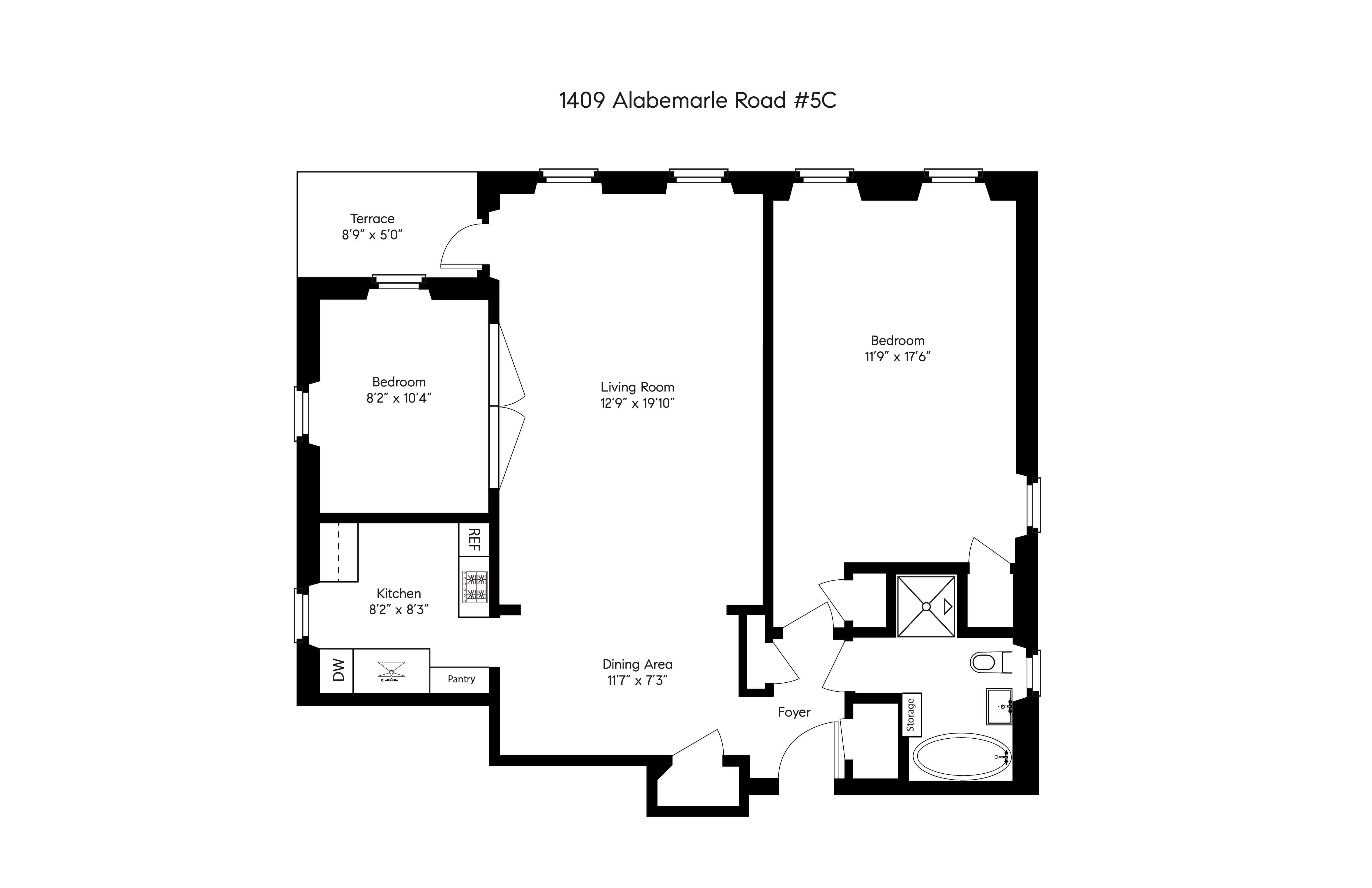 floorplan of 5c 1409 albemarle road in brooklyn