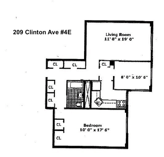 floor plan of apt 4e at 209 clinton avenue