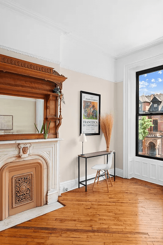 mantel with mirror and shelves