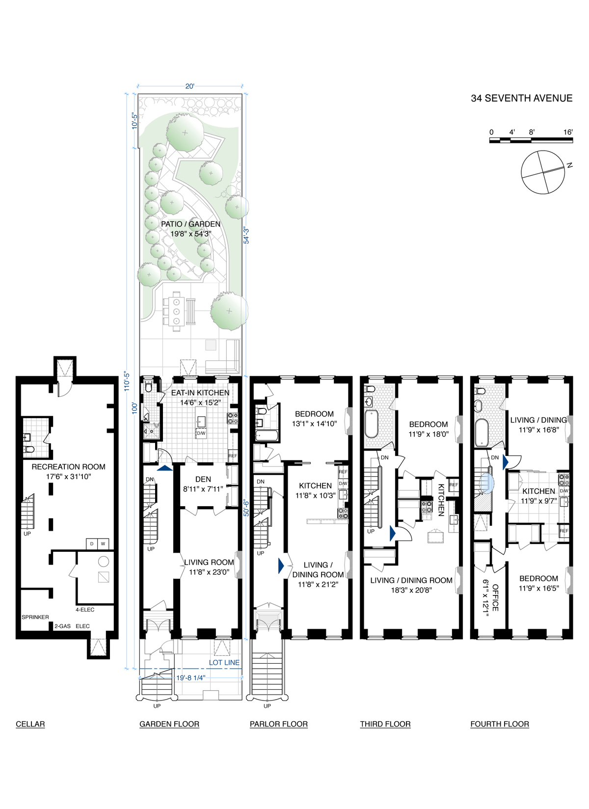 floor plans showing four units