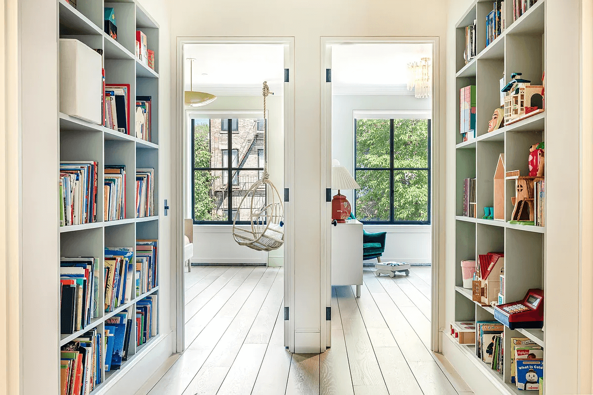 hallway with shelving