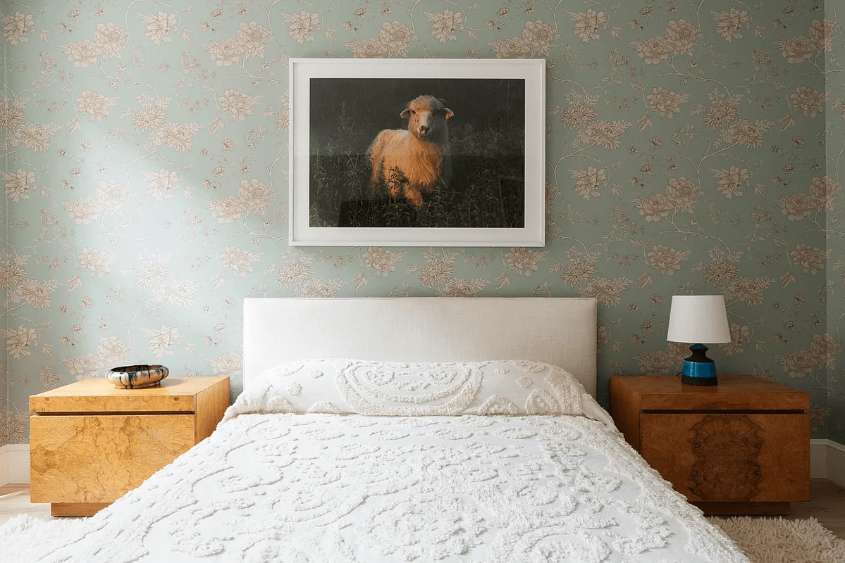 bedroom with wallpaper