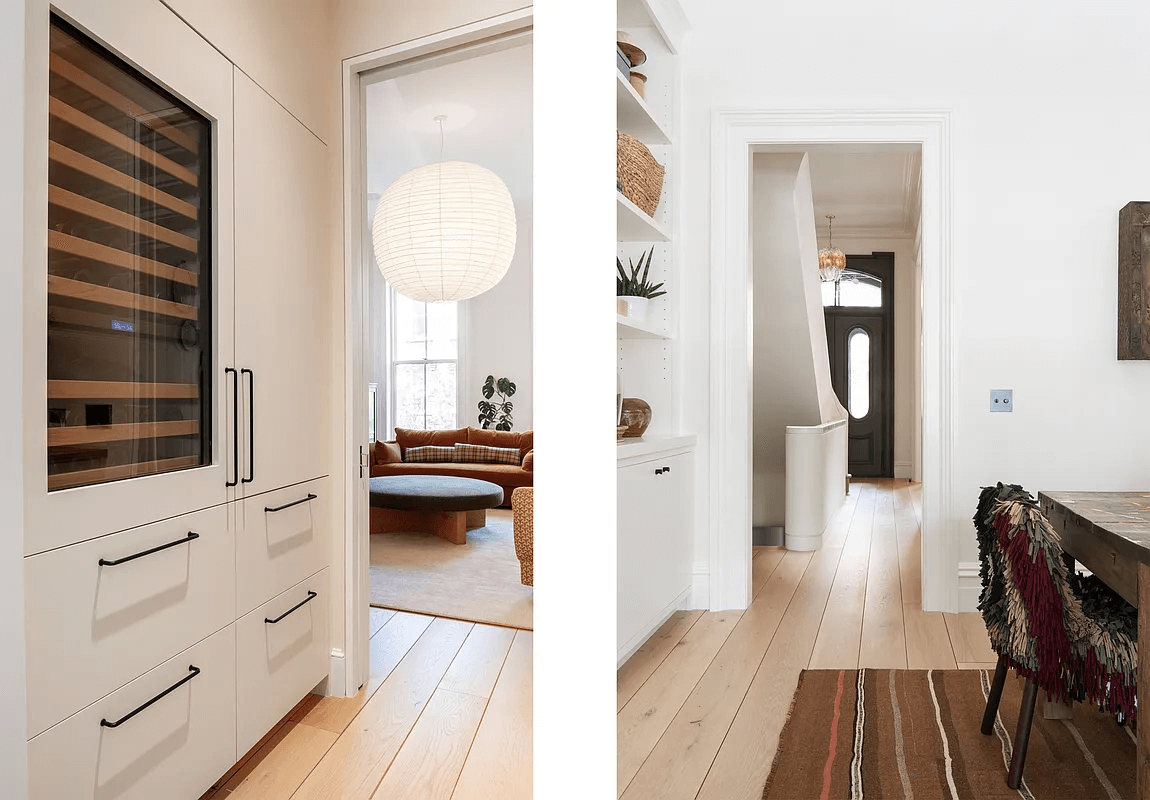 passthrough between parlor and dining room with wet bar