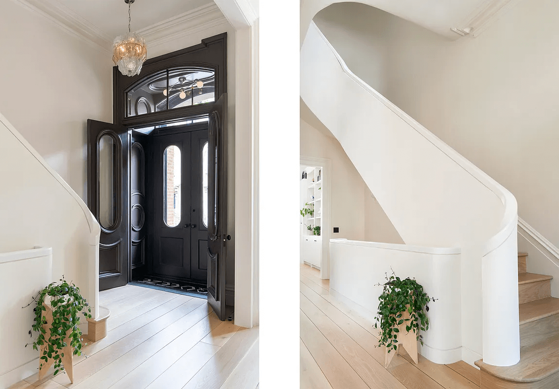 entry with curved stair