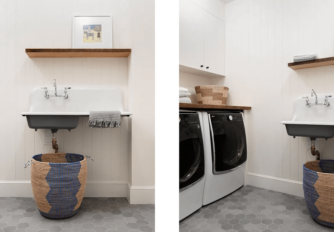 laundry room with sink and a tile floor