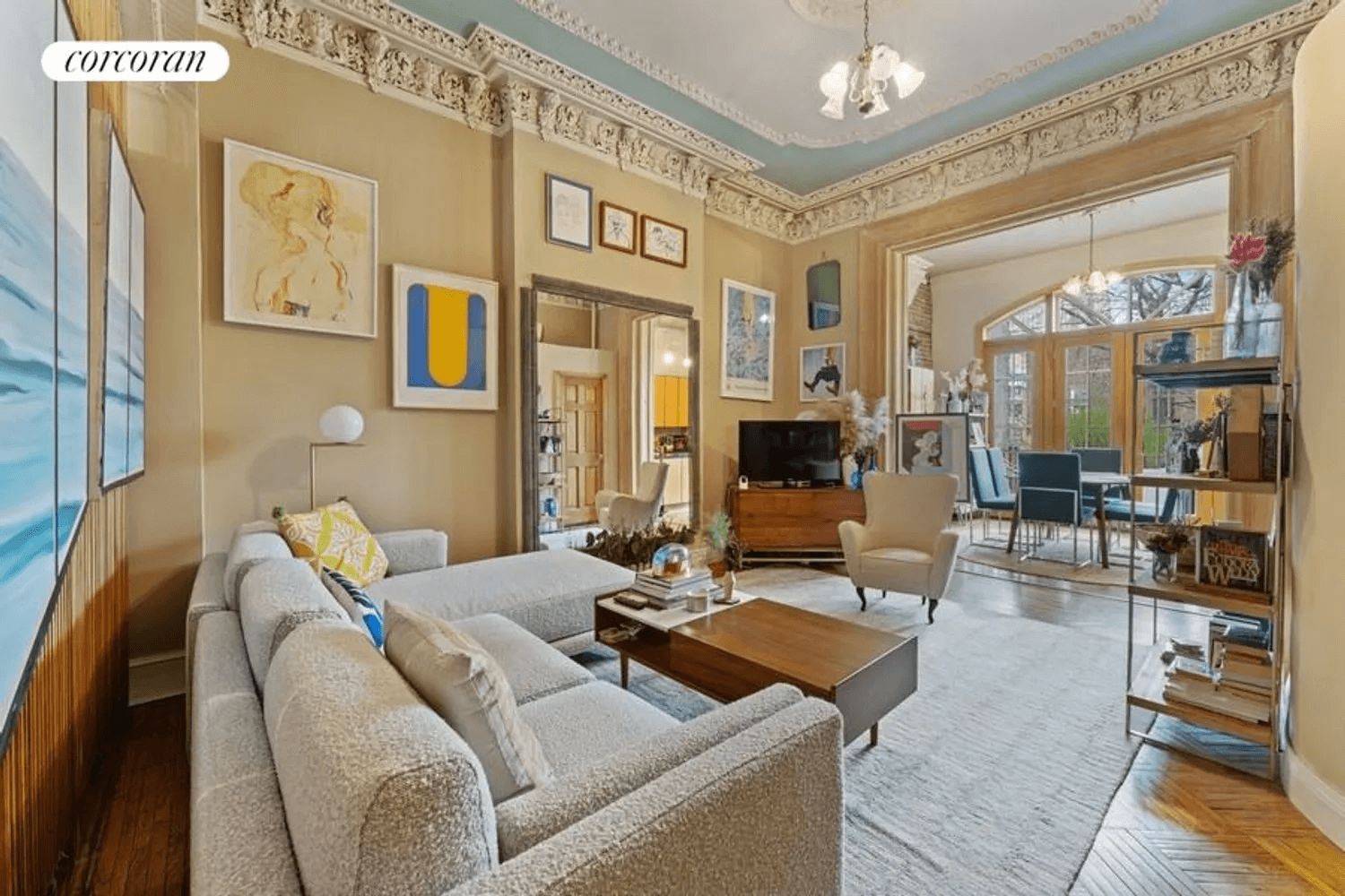 parlor with plasterwork