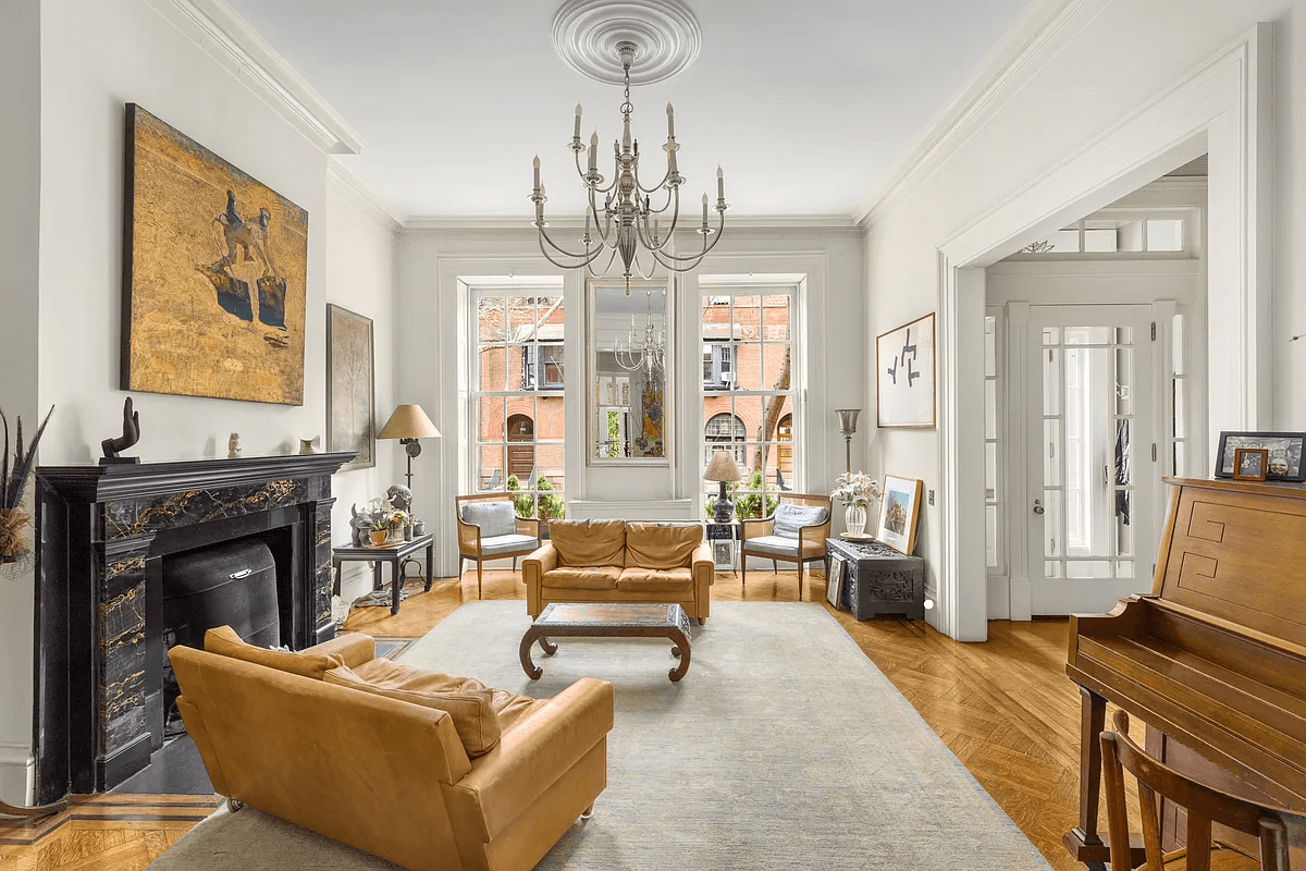 brooklyn heights rental - parlor with full height windows