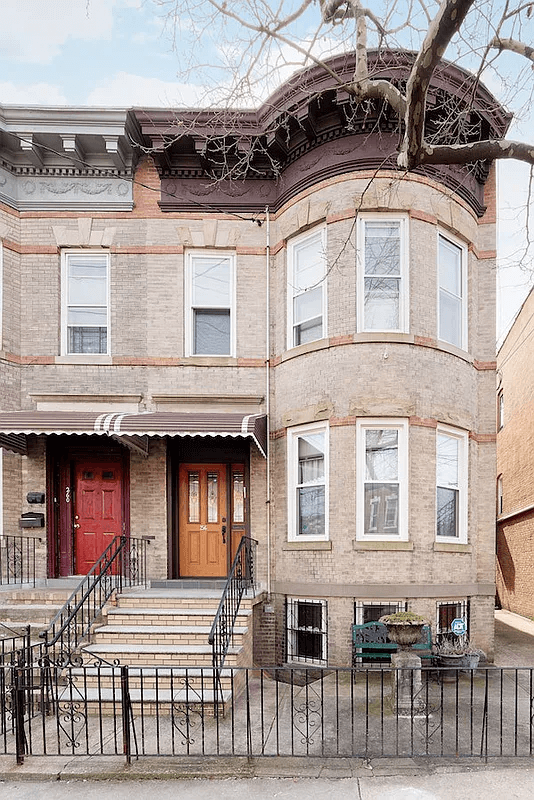 exterior of brick row house