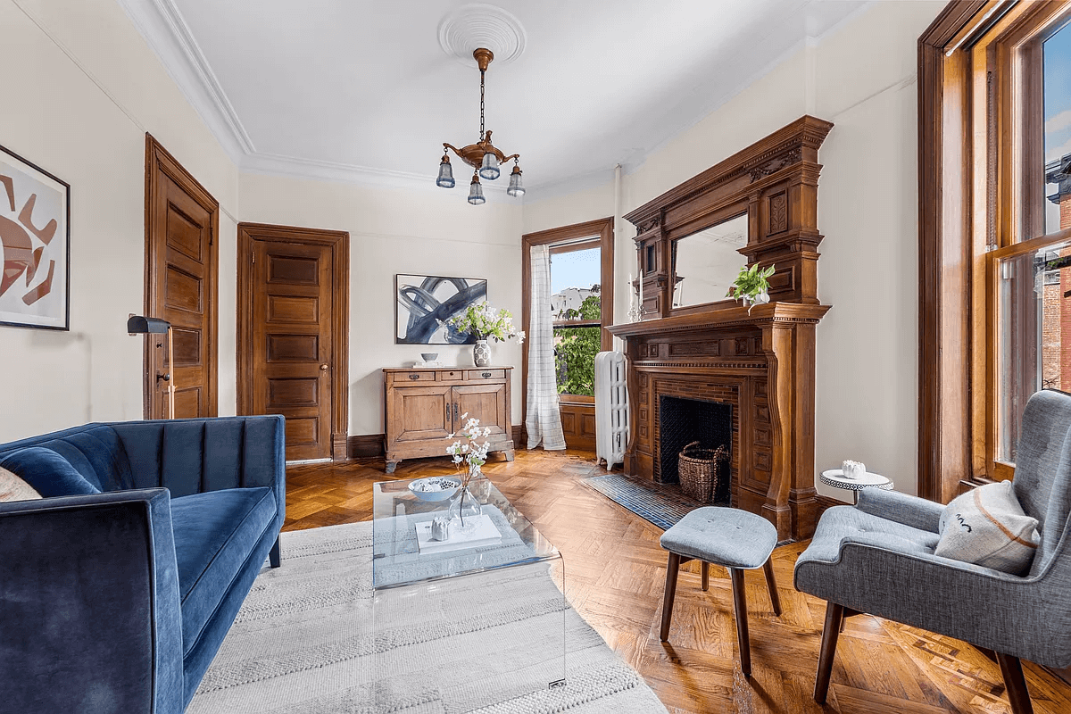 bedroom with mantel set up as a study