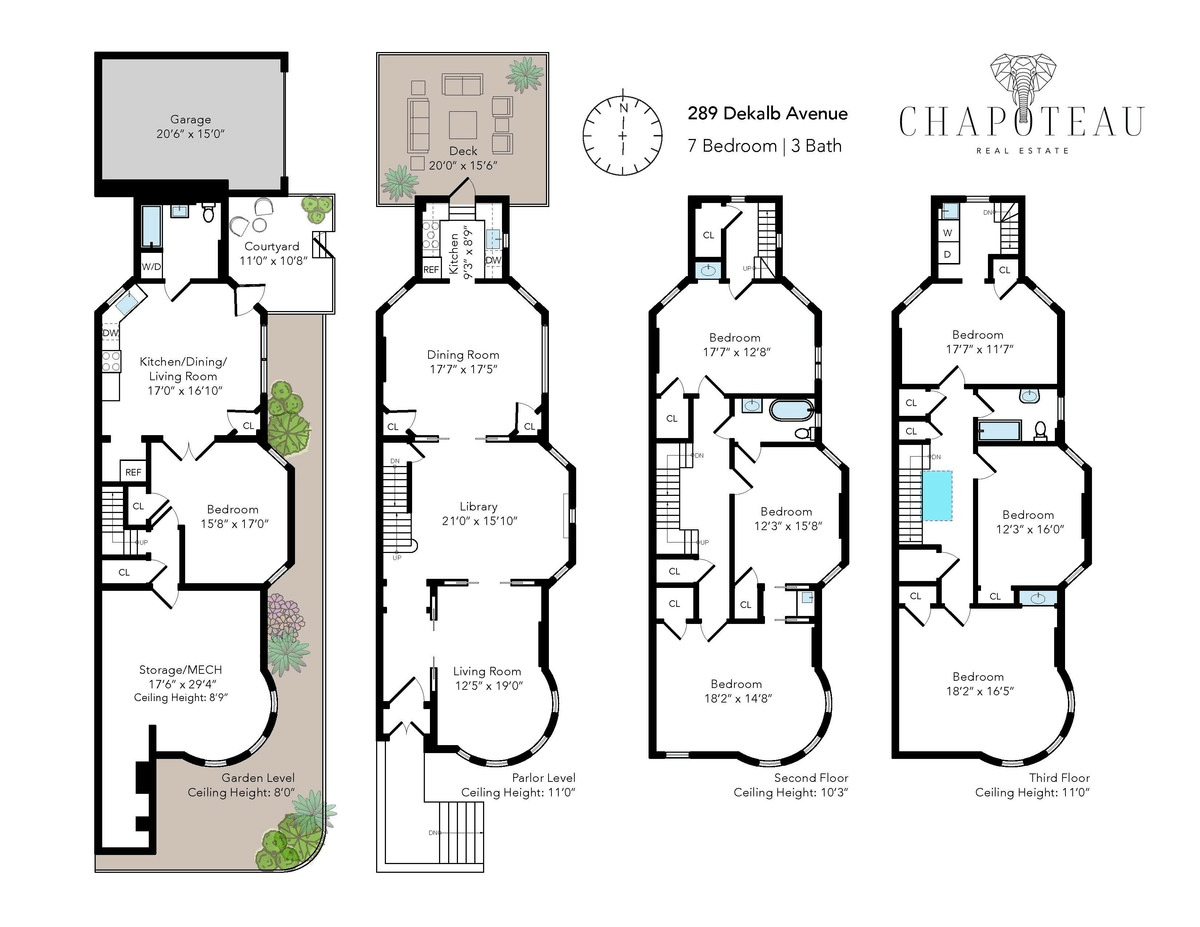 floorplan showing garden level and triplex above