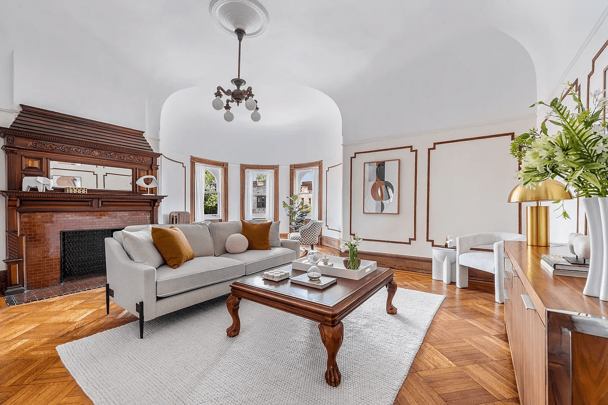 bedroom with a mantel set up as a living room