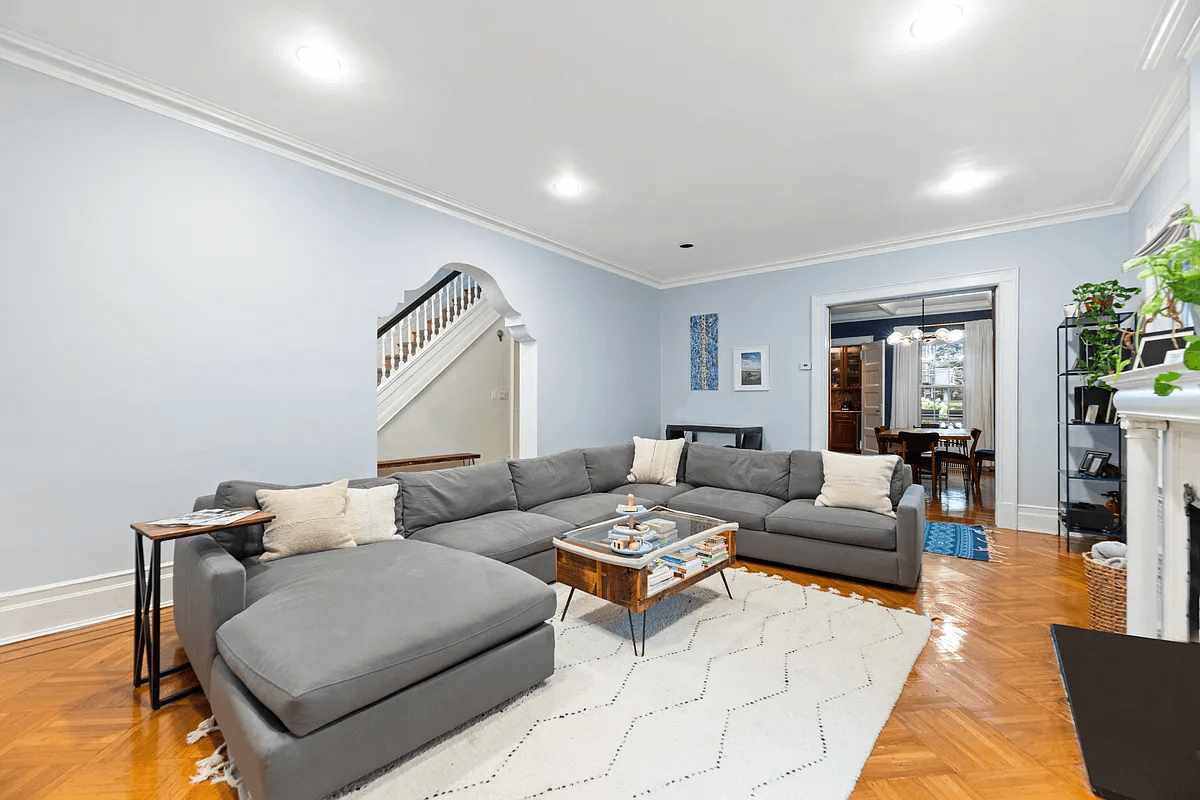 parlor with mantels and recessed lighting