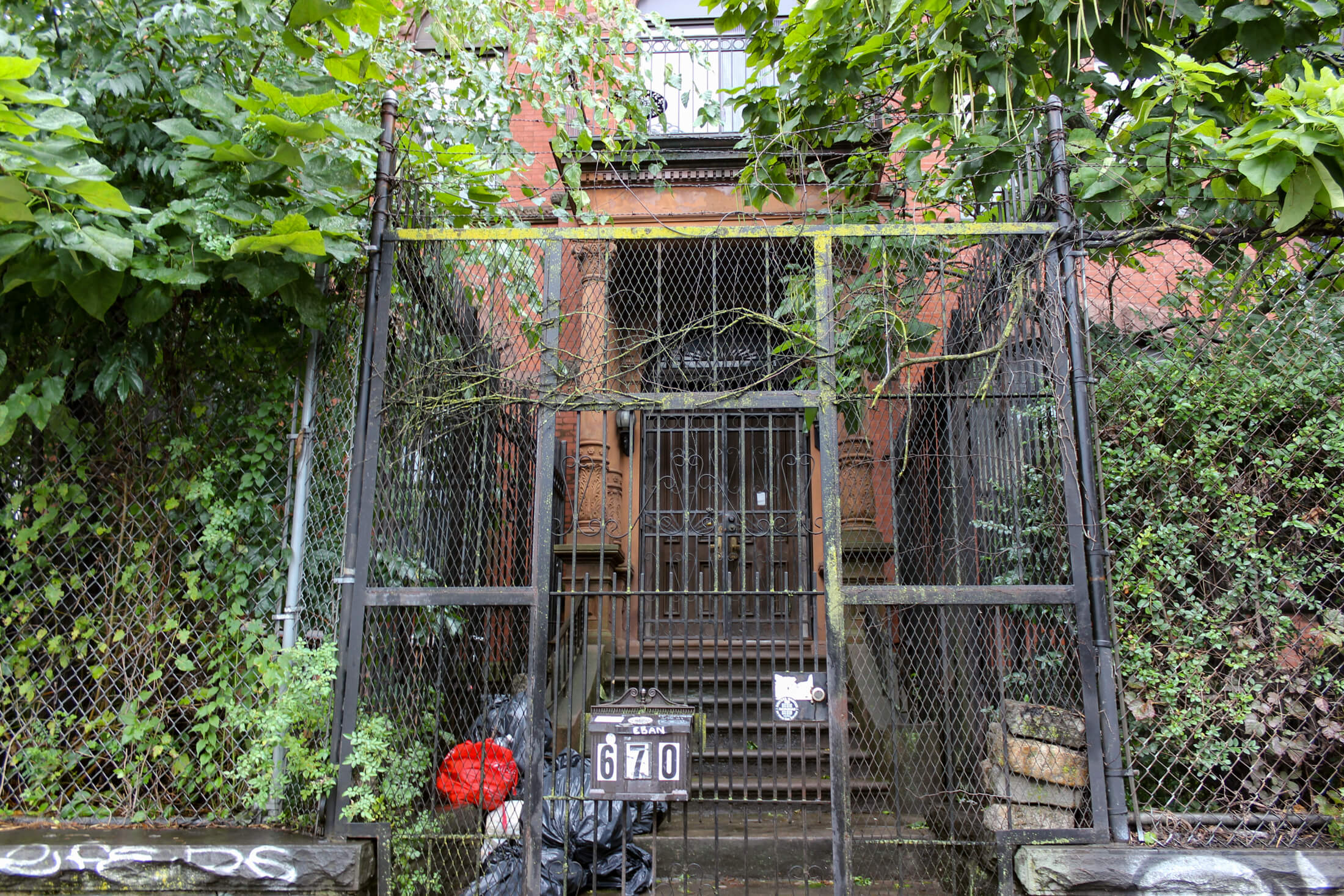 view through fence to the front door