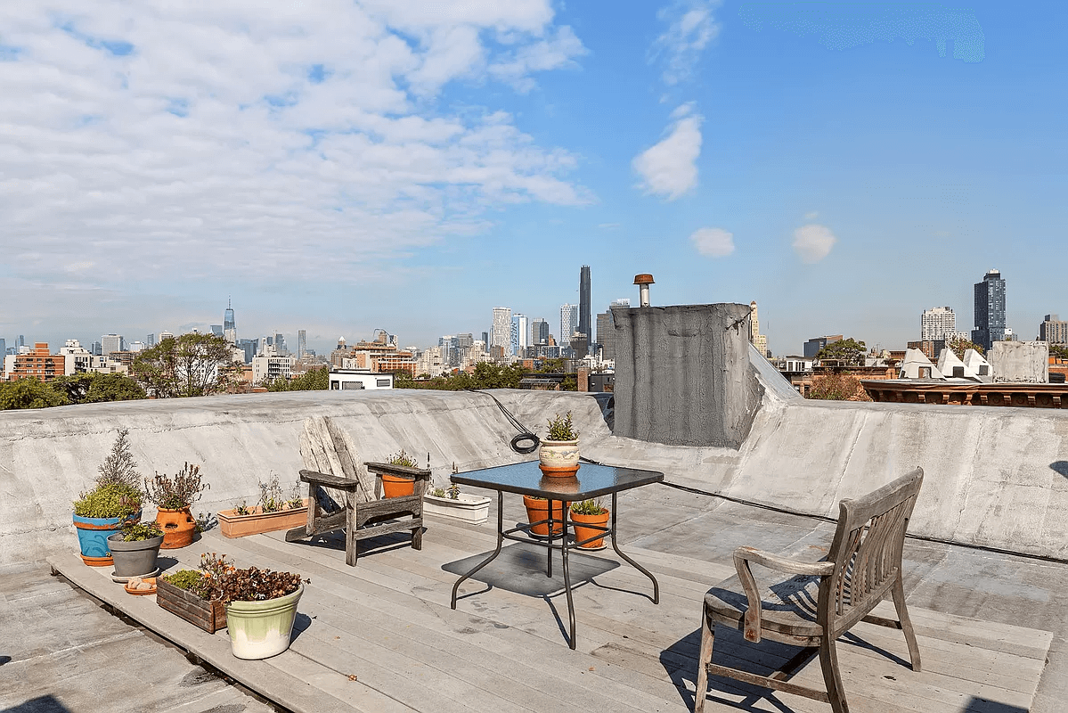 roof deck with small wood deck