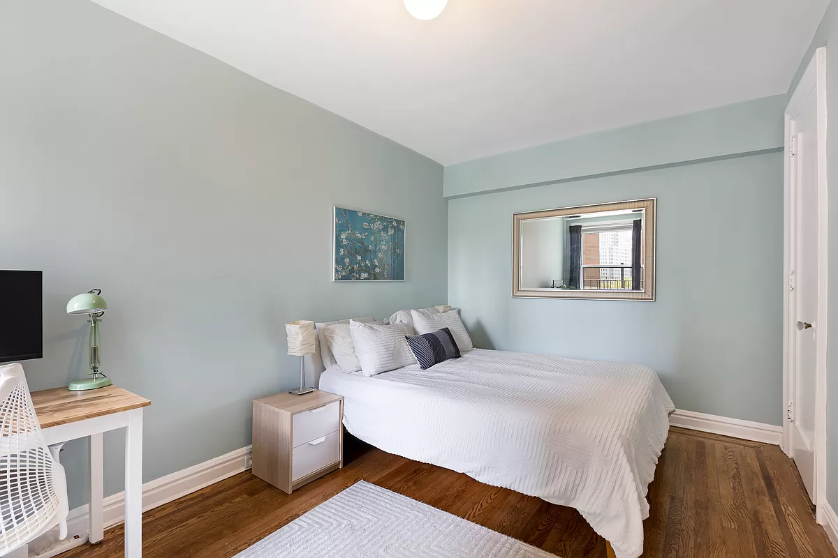 bedroom with blue walls