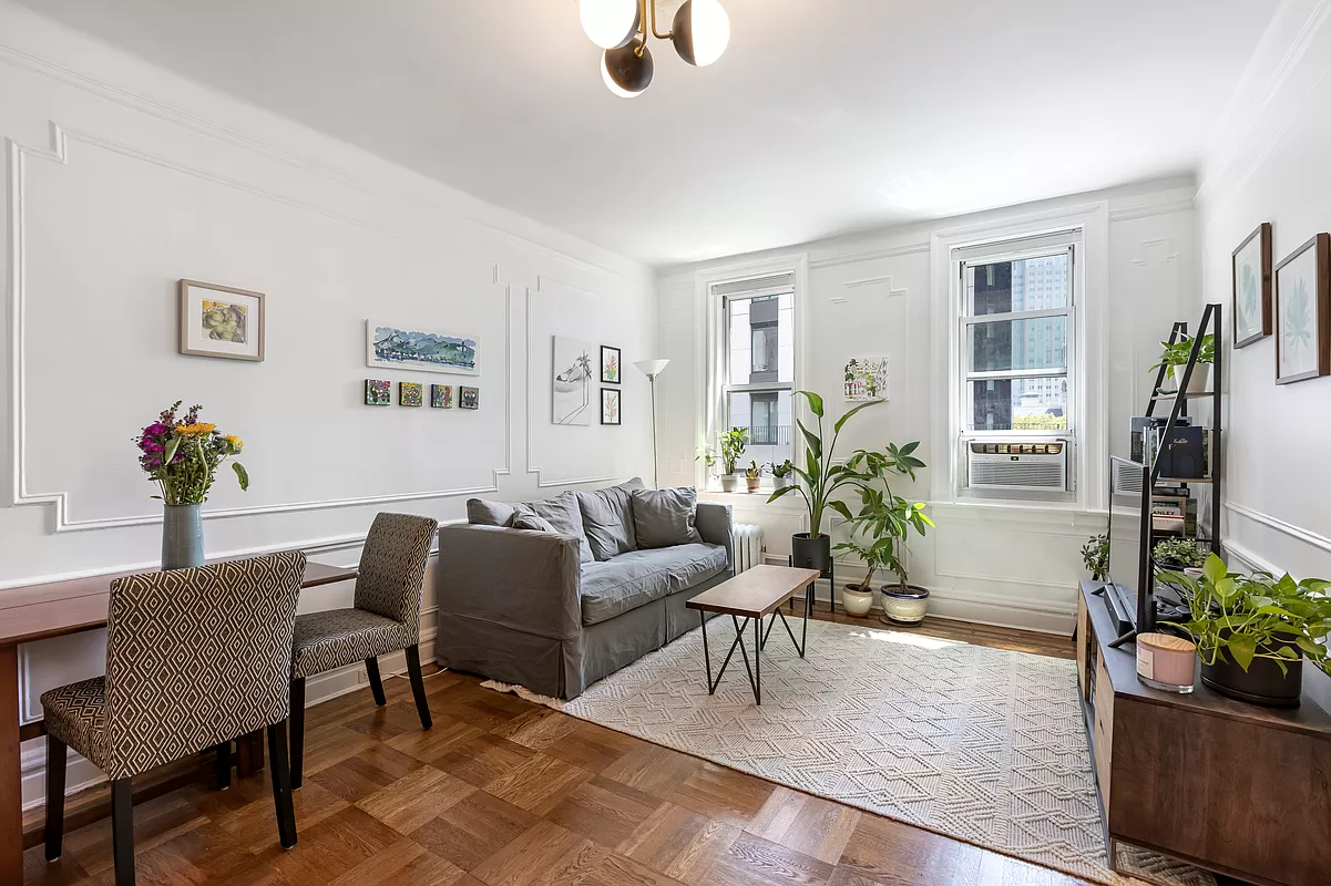 living room with two windows