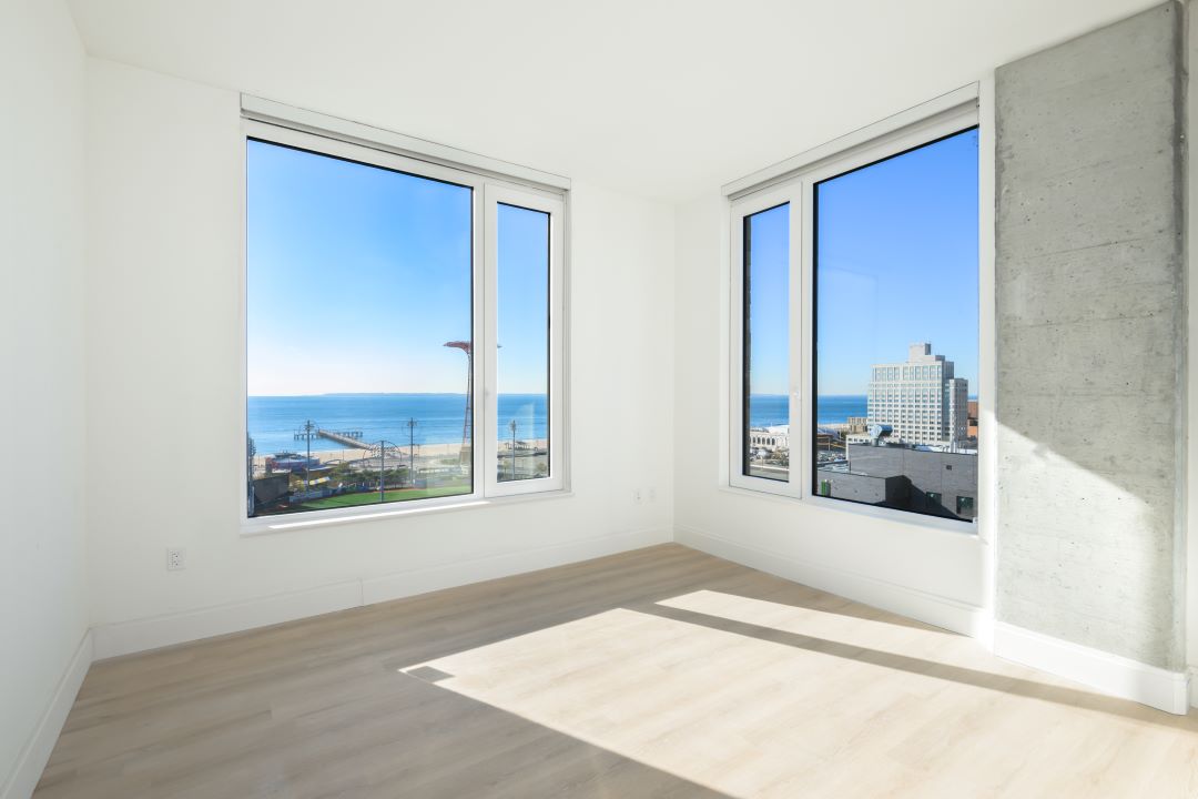 view of coney island waterfront from living space