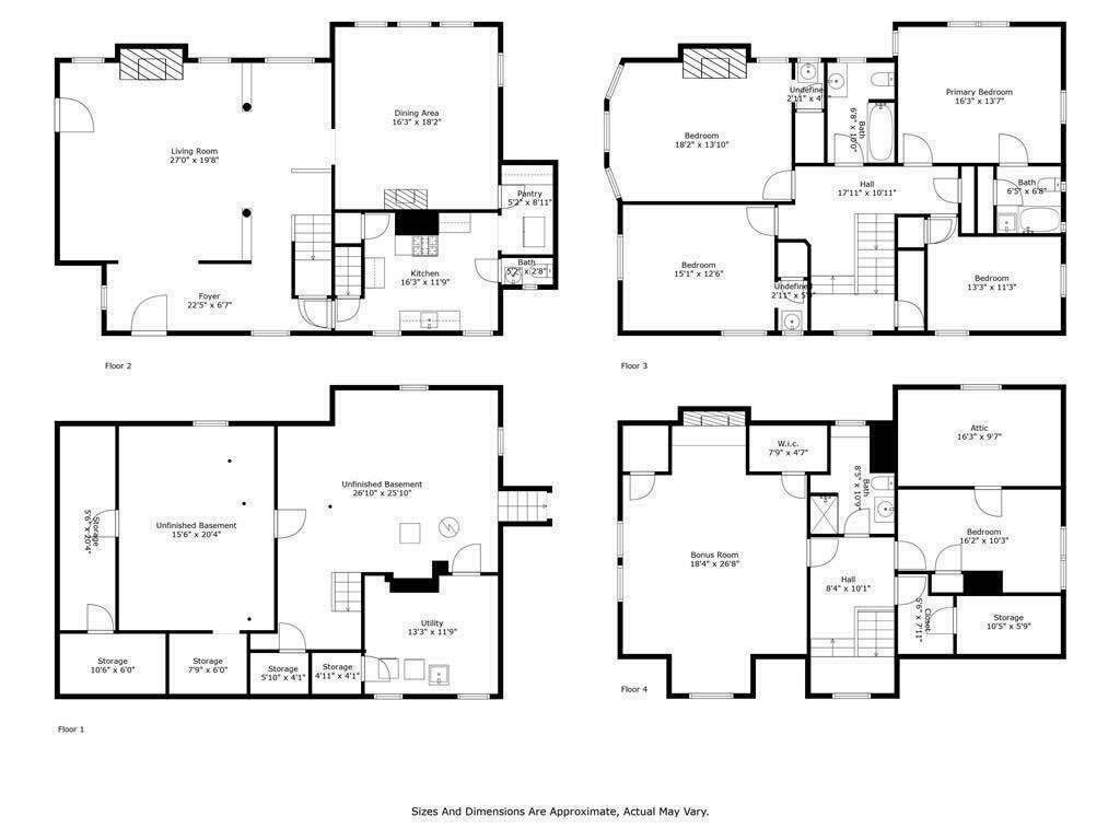 floorplan showing four floors