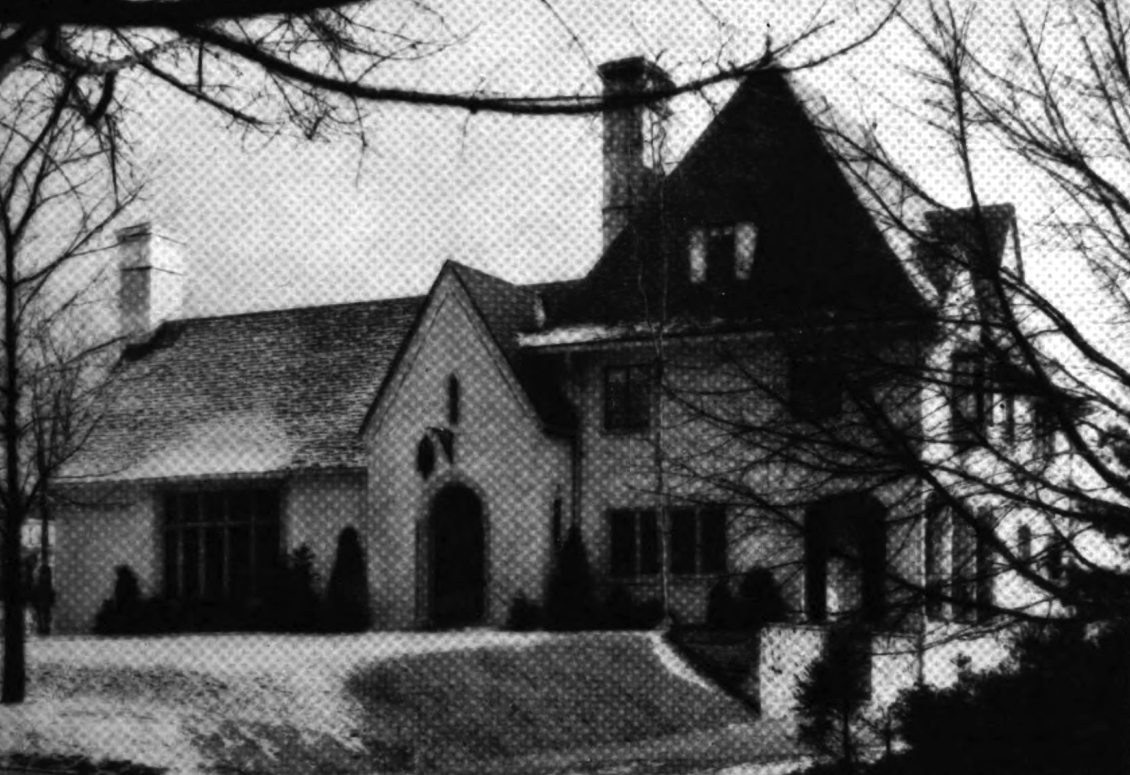 black and white photo of exterior