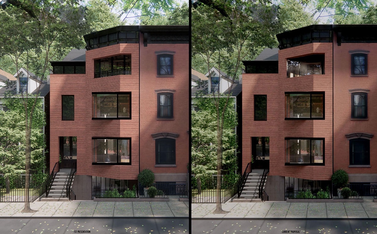 rendering showing previous proposal and window changes in new proposal
