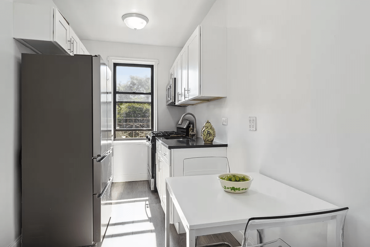 kitchen with white cabinets