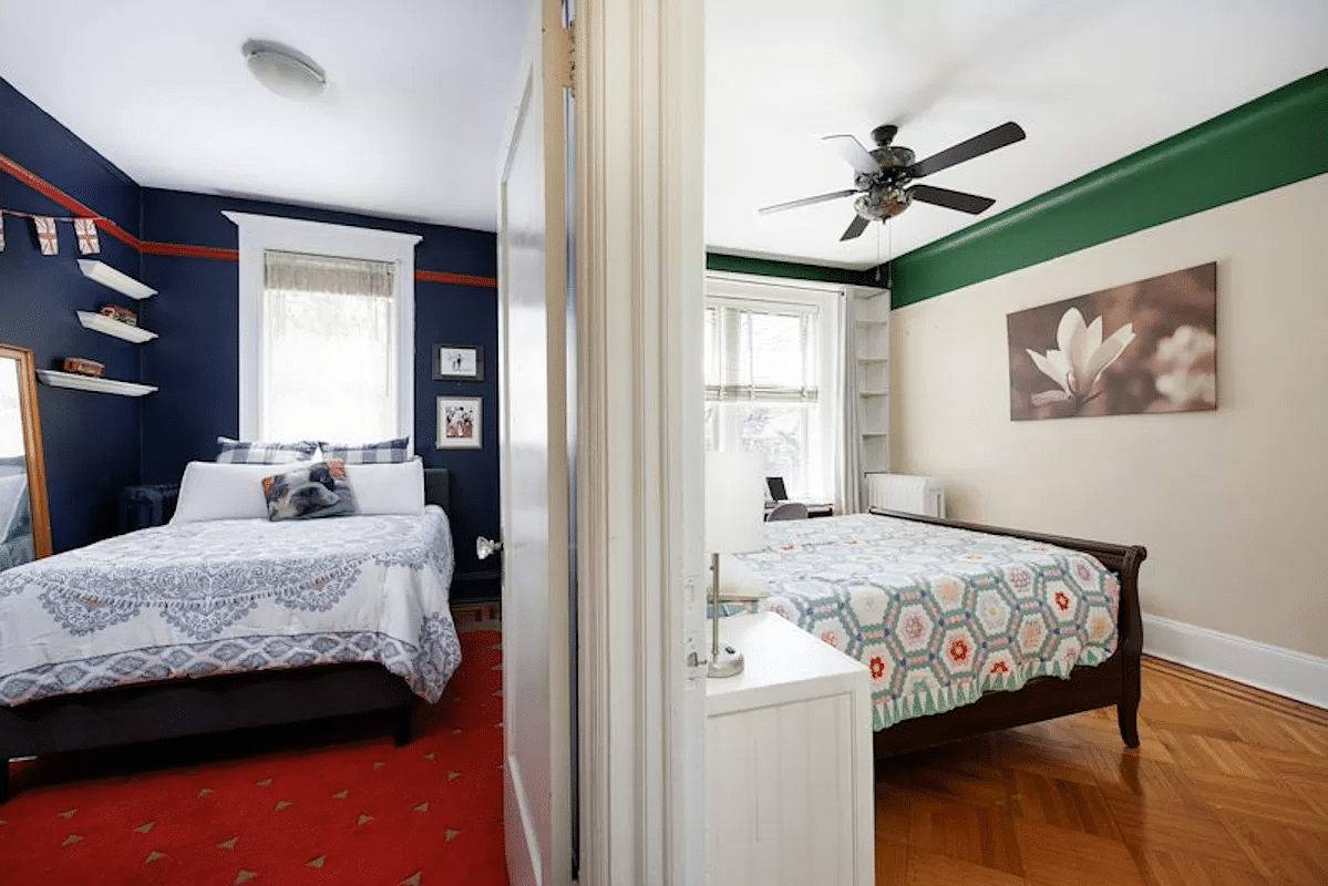 adjoining bedrooms with picture rails