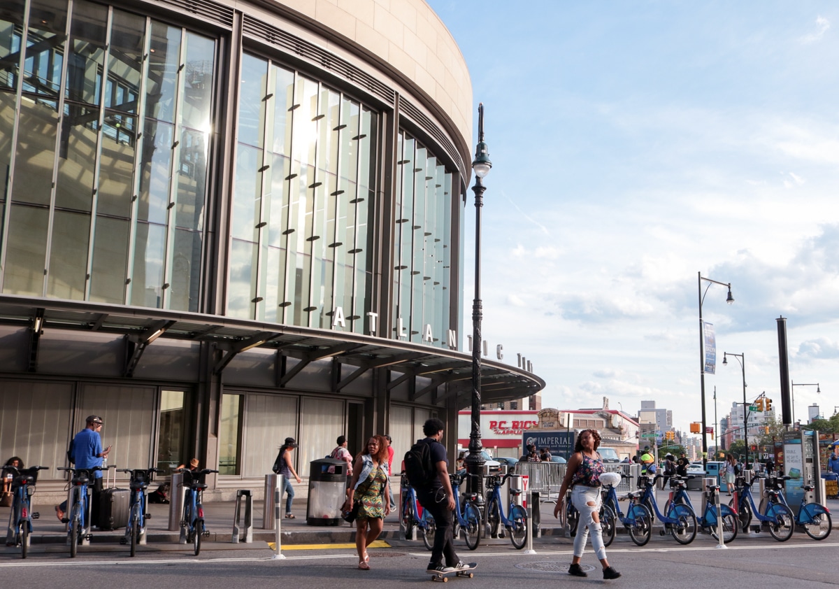 pedestrians outside of the atlantic terminal