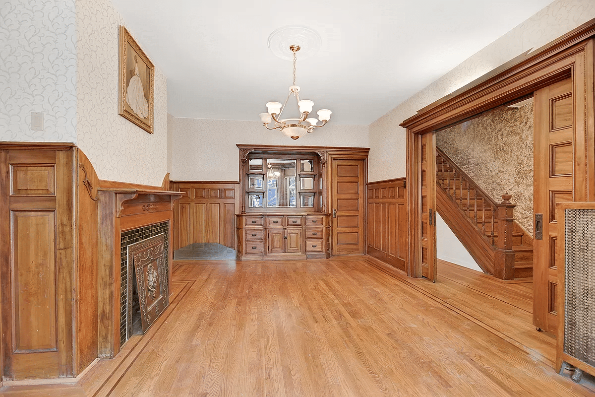 bay ridge - dining room with built-in, mantel