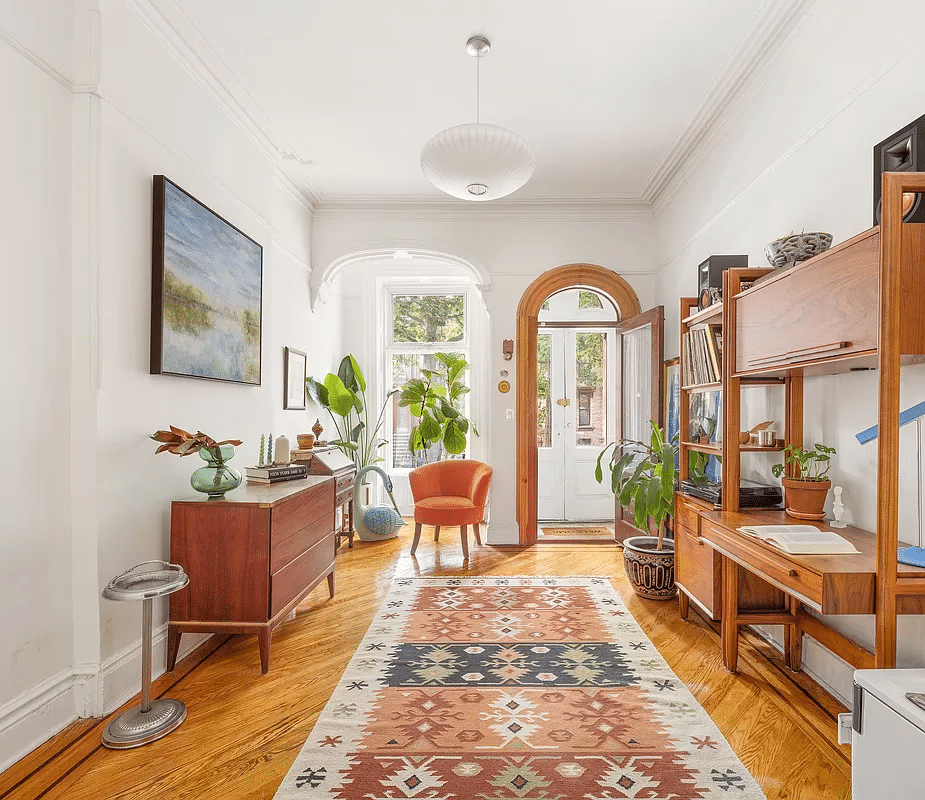 bed stuy - parlor with wood floor, niche, moldings