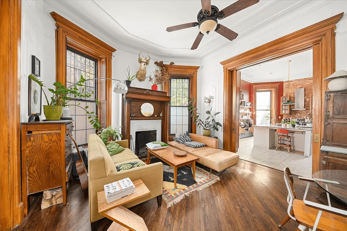 bed stuy - living room with mantel