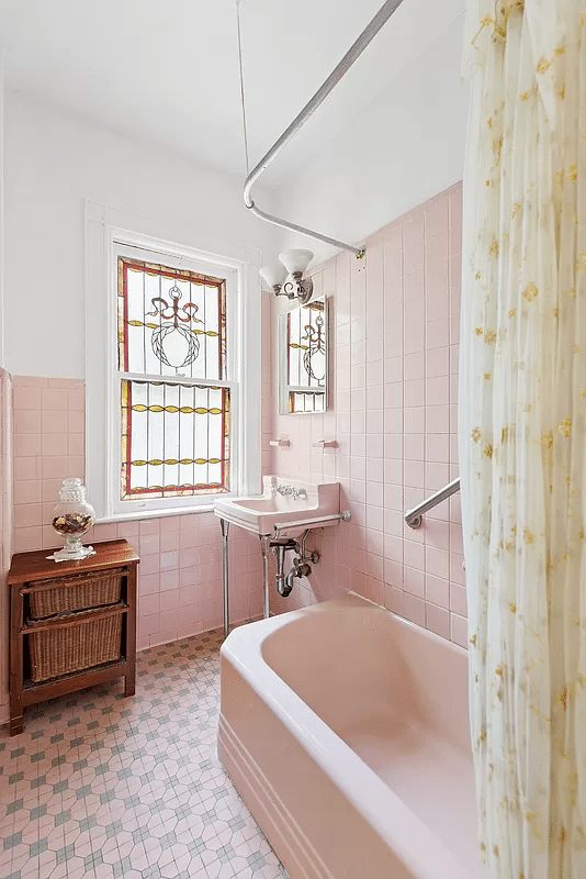 vintage pink bathroom