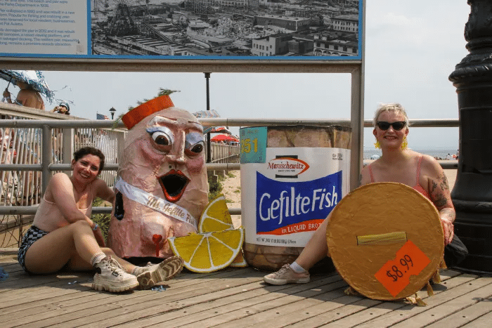 Miss Gefilte Fish cooled off on the boardwalk