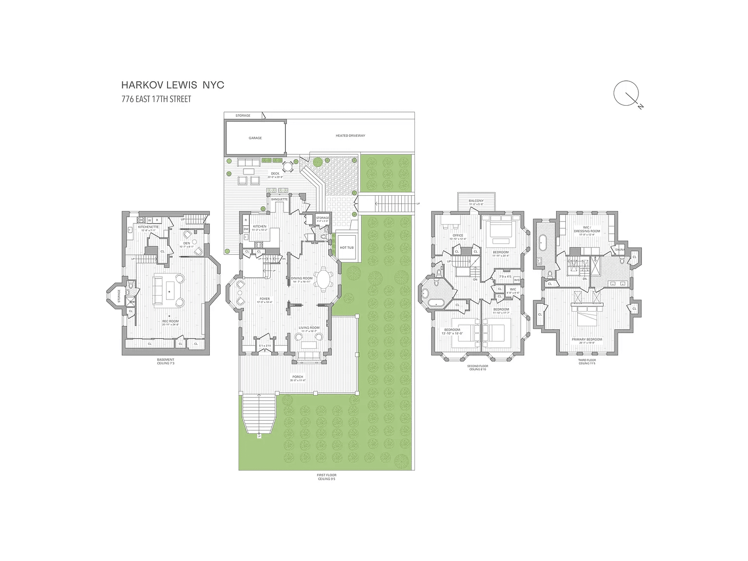 floorplan showing four floors of living space