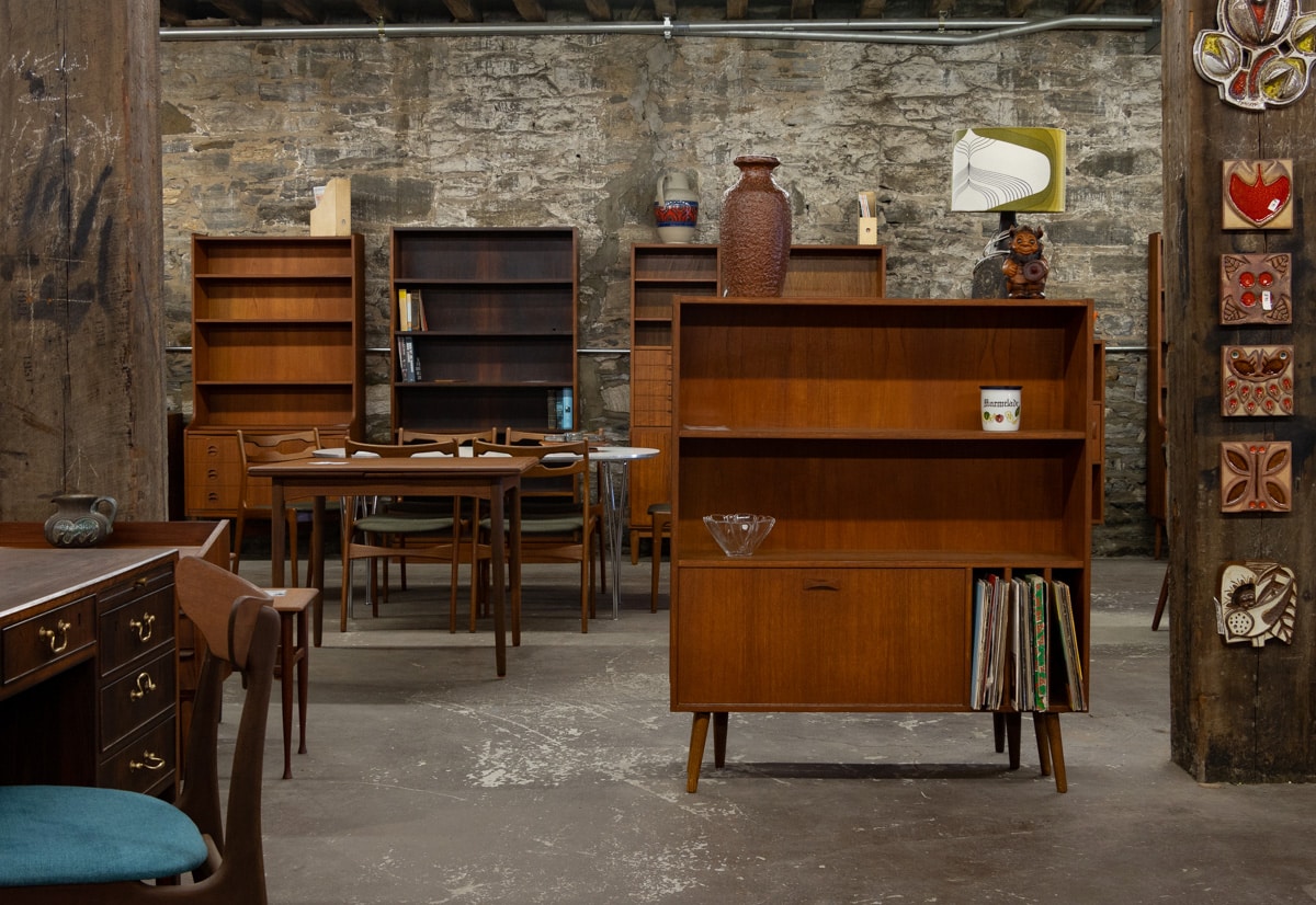 a cabinet with room for records