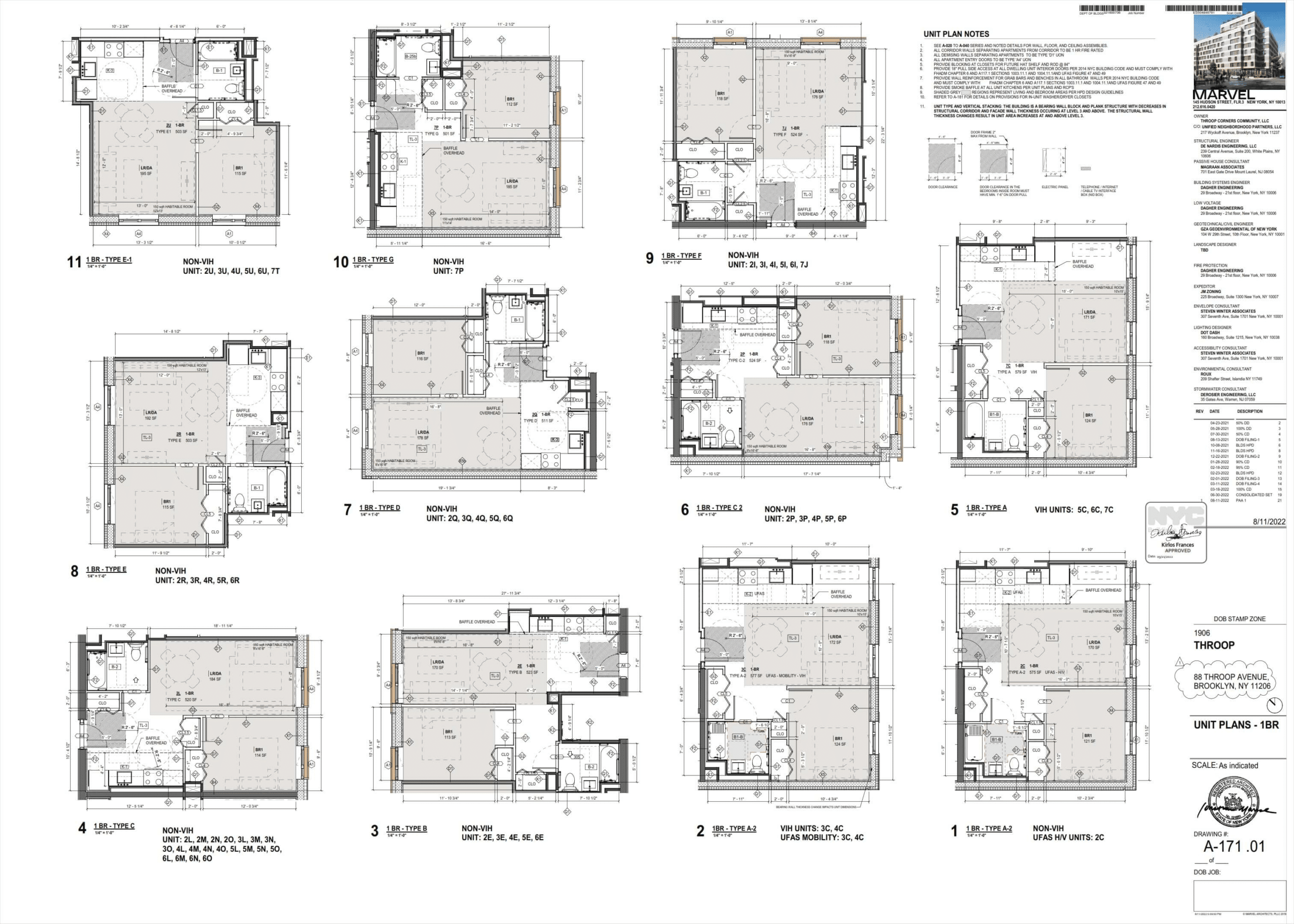 floor plans showing units one bedroom