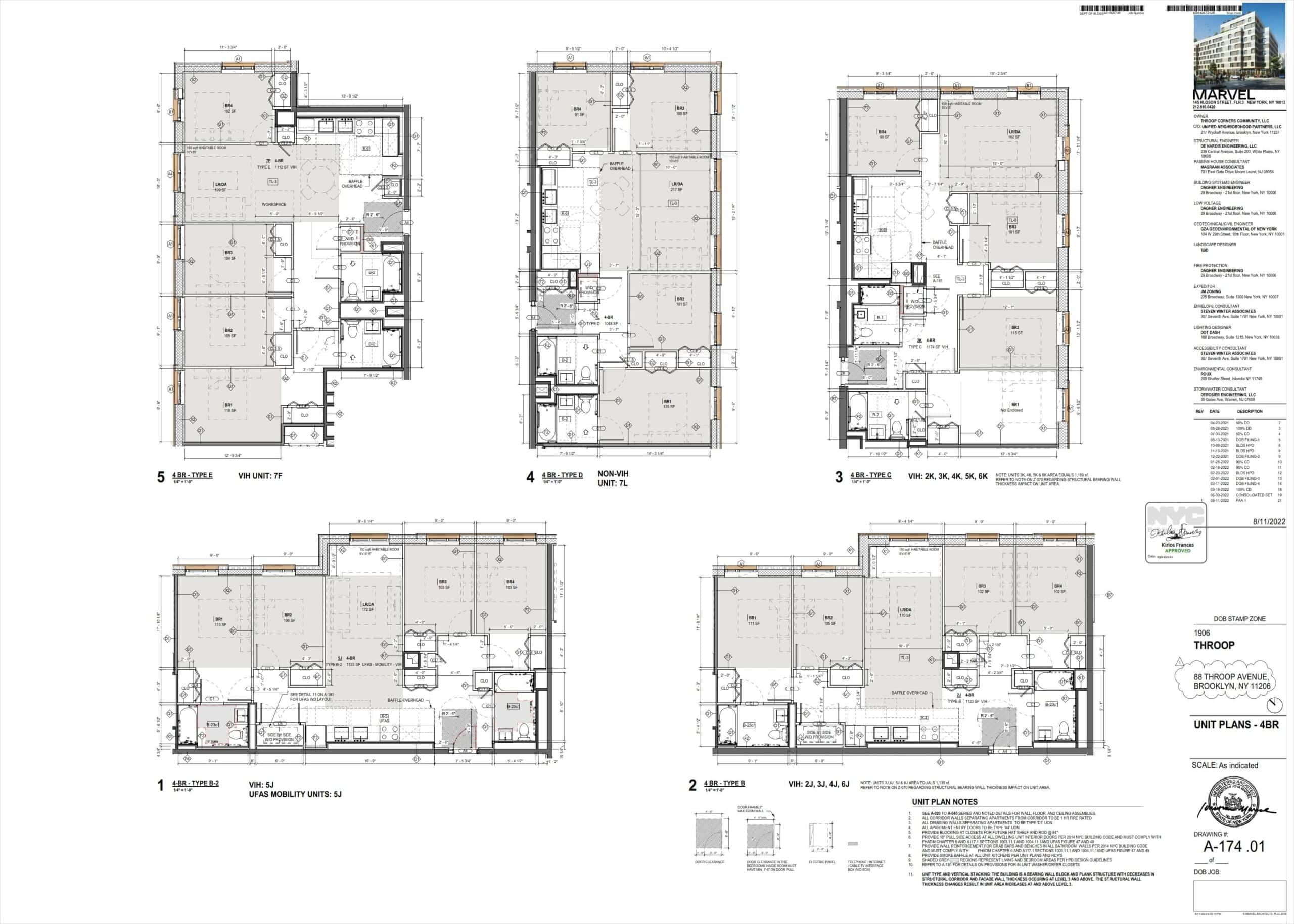 floor plans showing units with multiple bedrooms