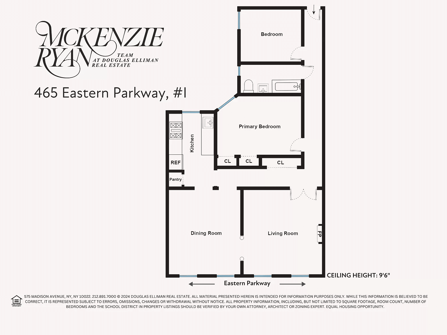 floor plan showing bedrooms near entry and living and dining rooms at other end