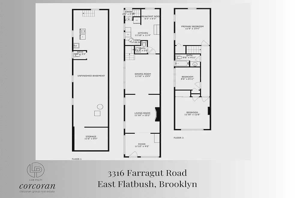 floor plan showing three bedrooms on the second floor