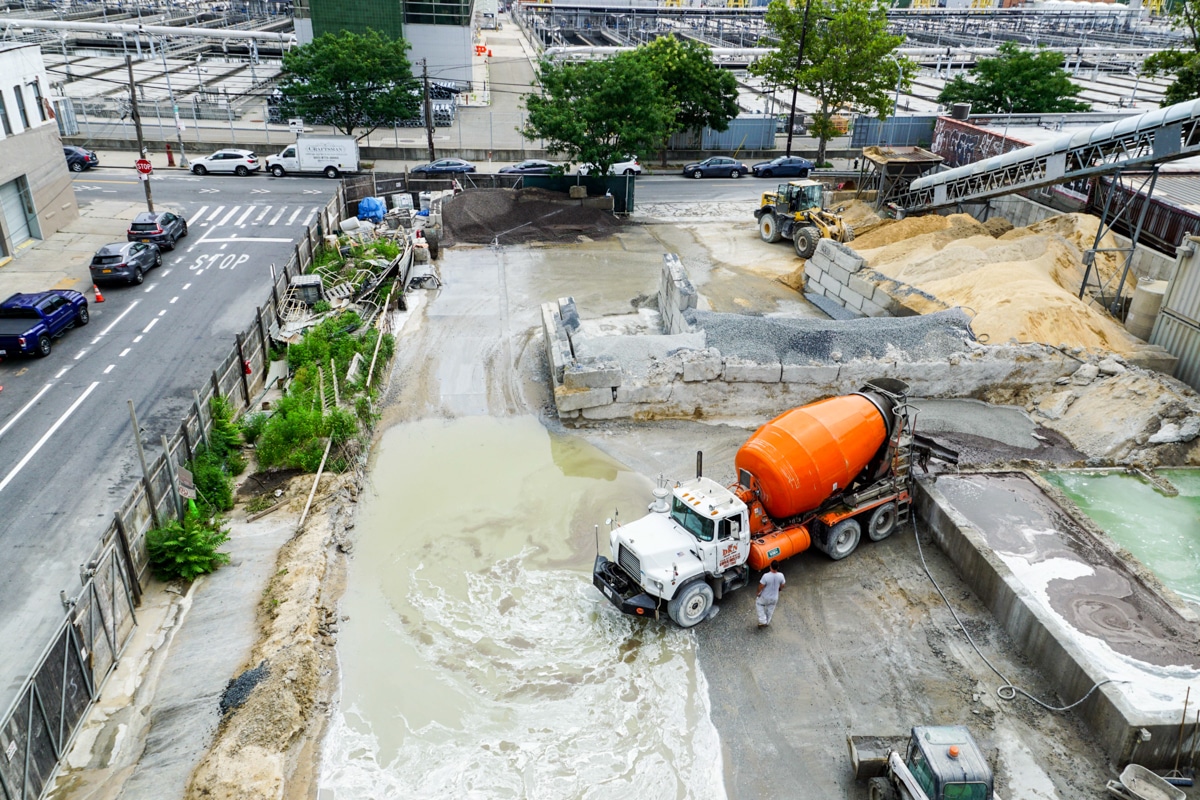 cement truck in the yard of the facility