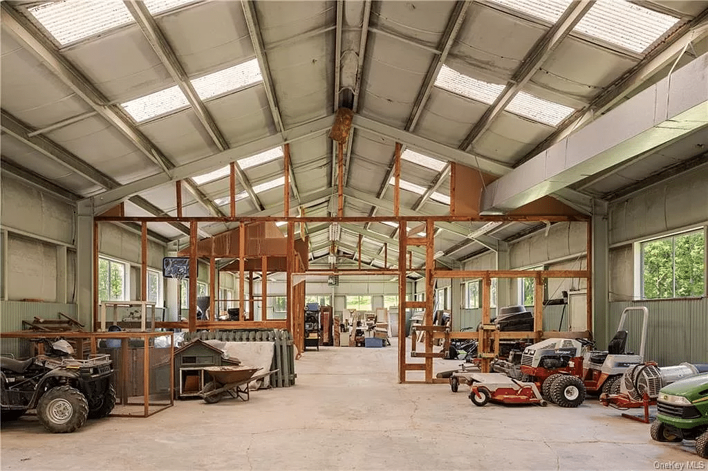 barn interior with workshop and tool storage