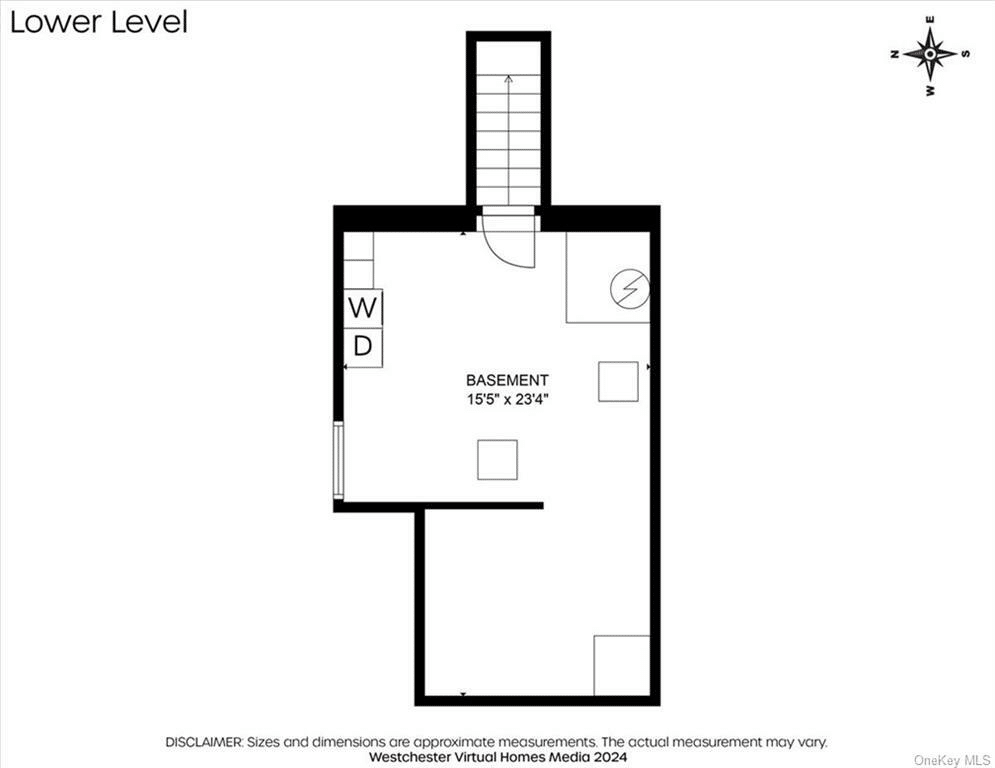 basement floor plan showing laundry and room for storage