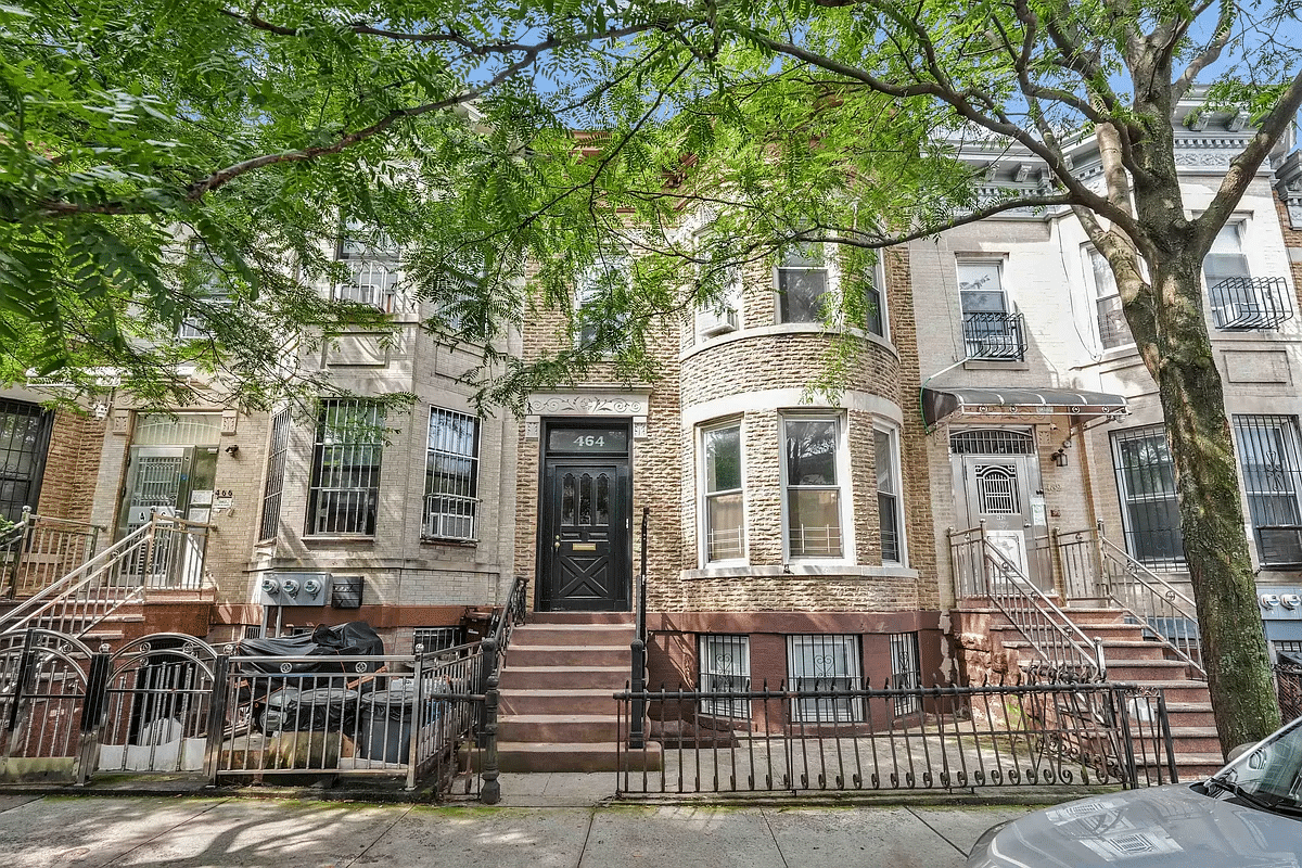 pale brick row house