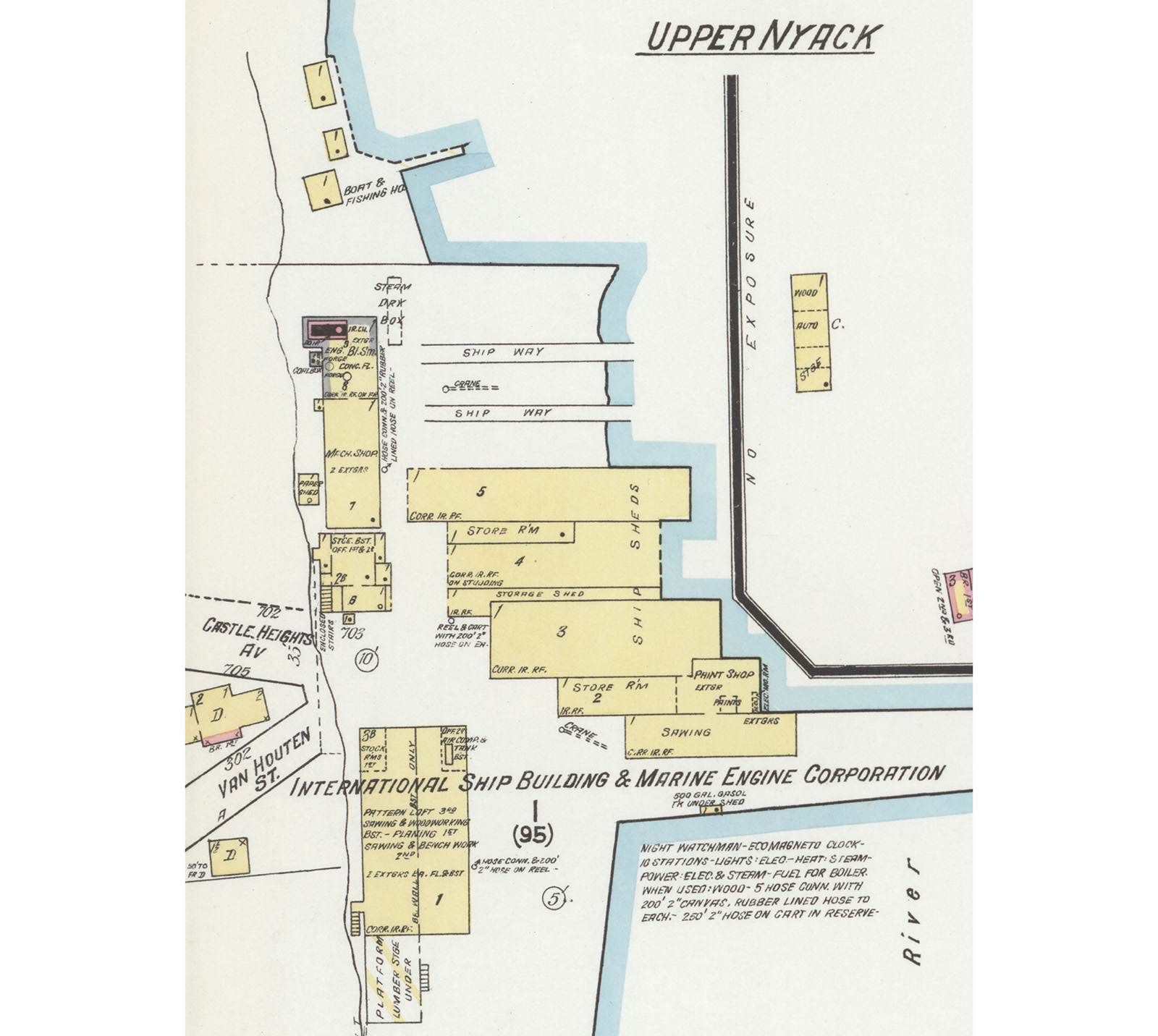 map showing the wood frame house in yellow