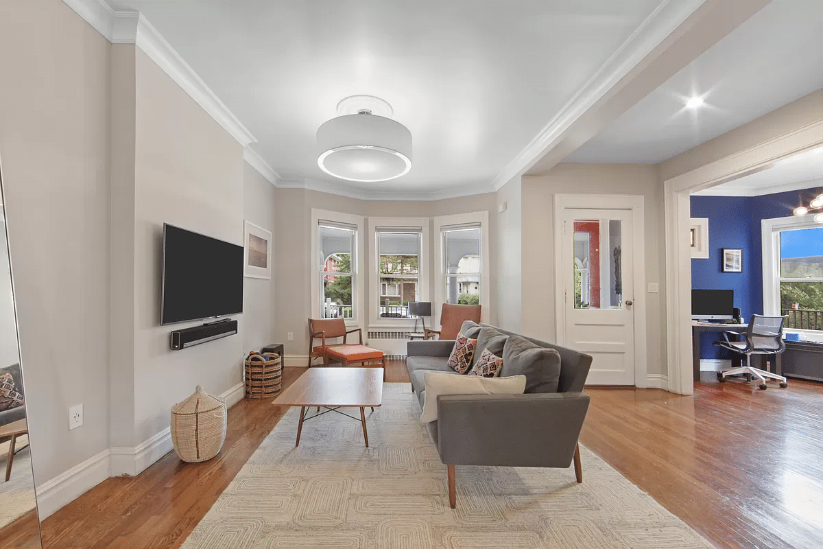 Brooklyn open house - parlor with wood floor and bay window