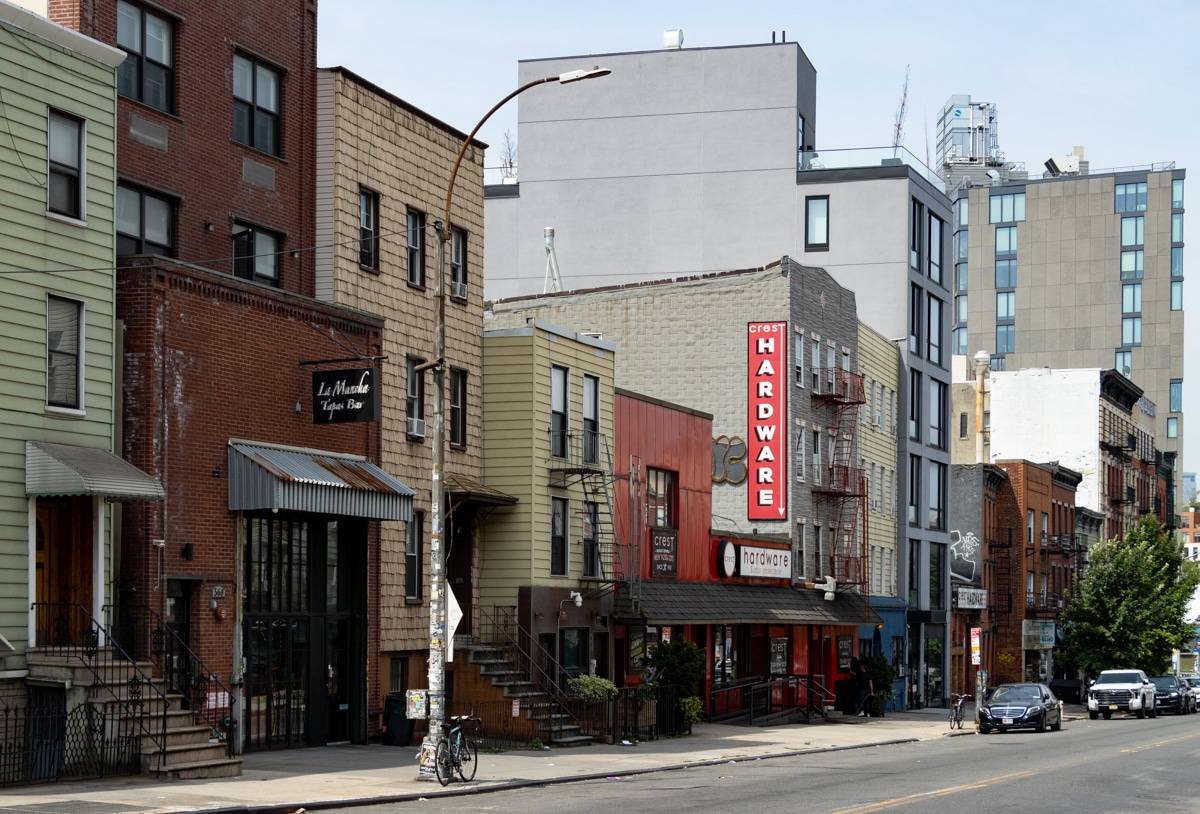 streetview showing red buildings of crest hardware