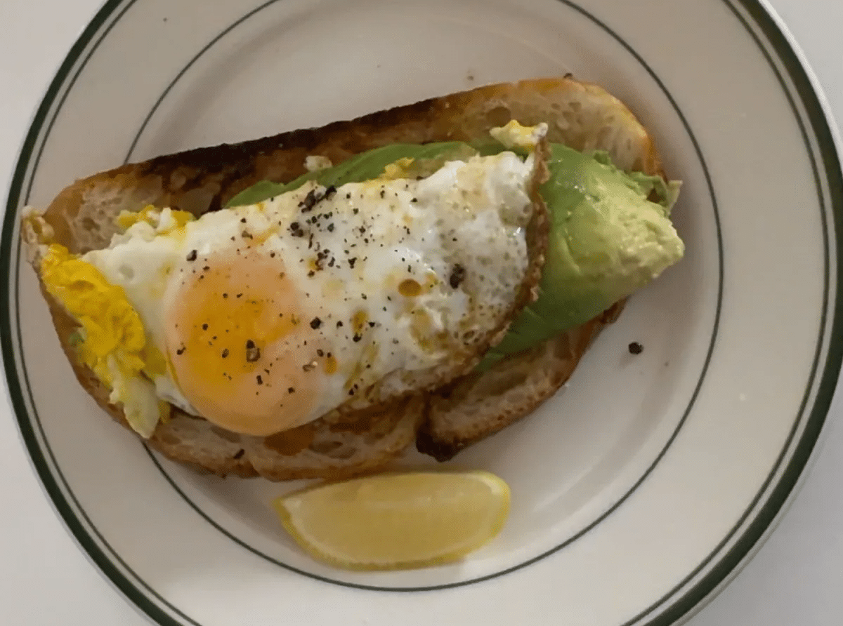 plate with avocado toast