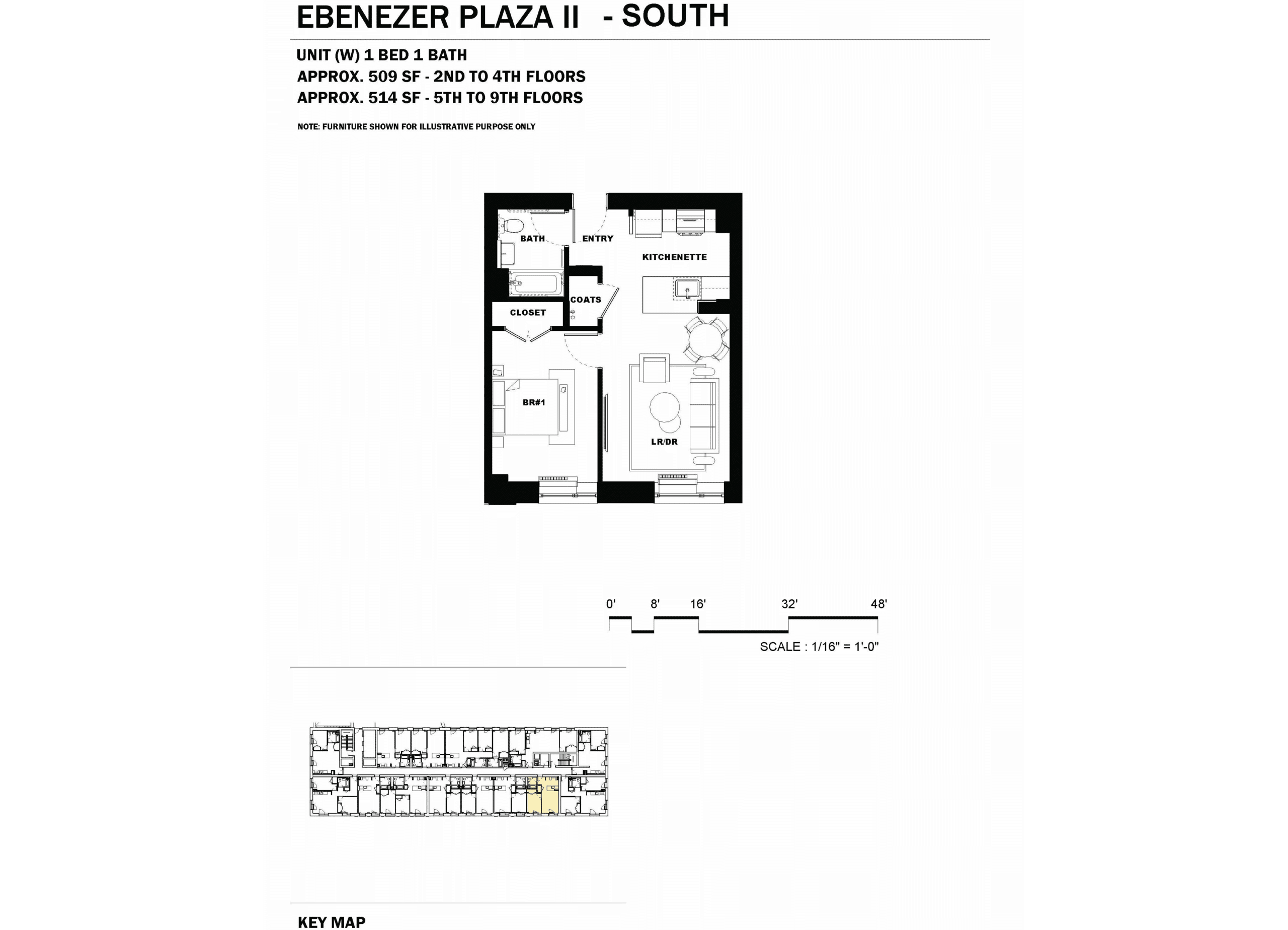 floor plan showing one bedroom