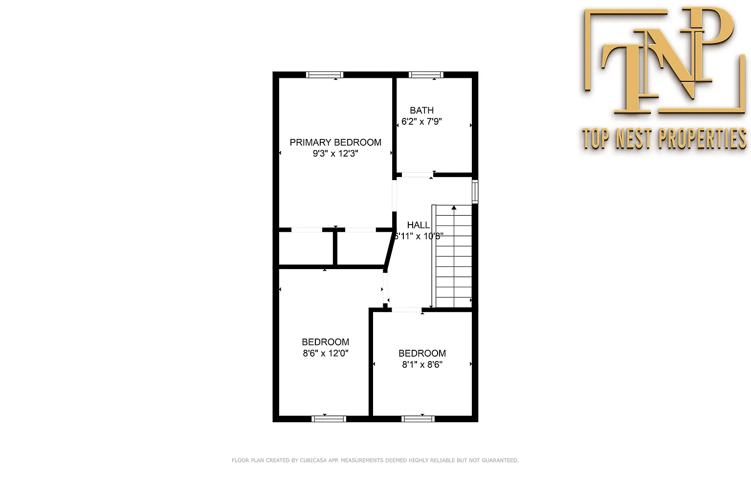 second floor with three bedrooms